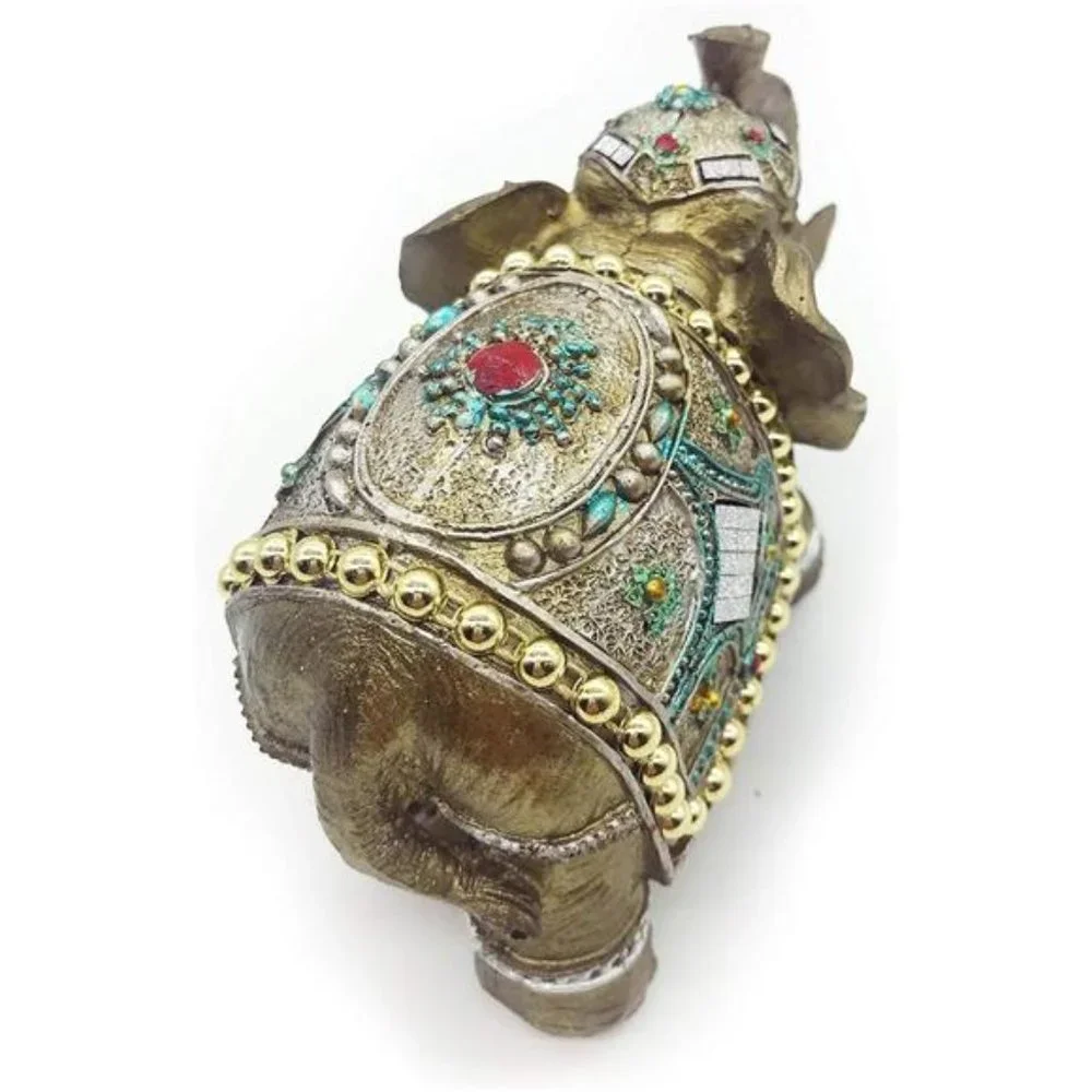 Mose Cafolo Stunning Brass Bronze Color 6" Elegant Elephant Trunk Feng Shui Stat - Picture 4 of 6